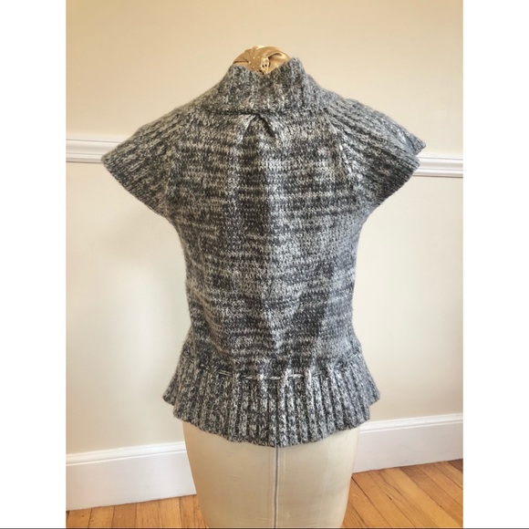 Button front sleeveless sweater w/ drawstring & pom pom accent. Vintage. - Picture 3 of 3